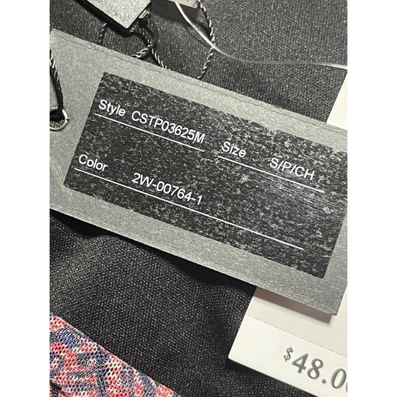 Sleeveless Black & Red Patterned Cowl Neck RuchedTop By Cable & Gauge Womens S - Picture 9 of 10